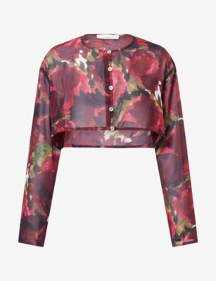 Kenny Floral-Print Cropped Sheer Top | Selfridges
