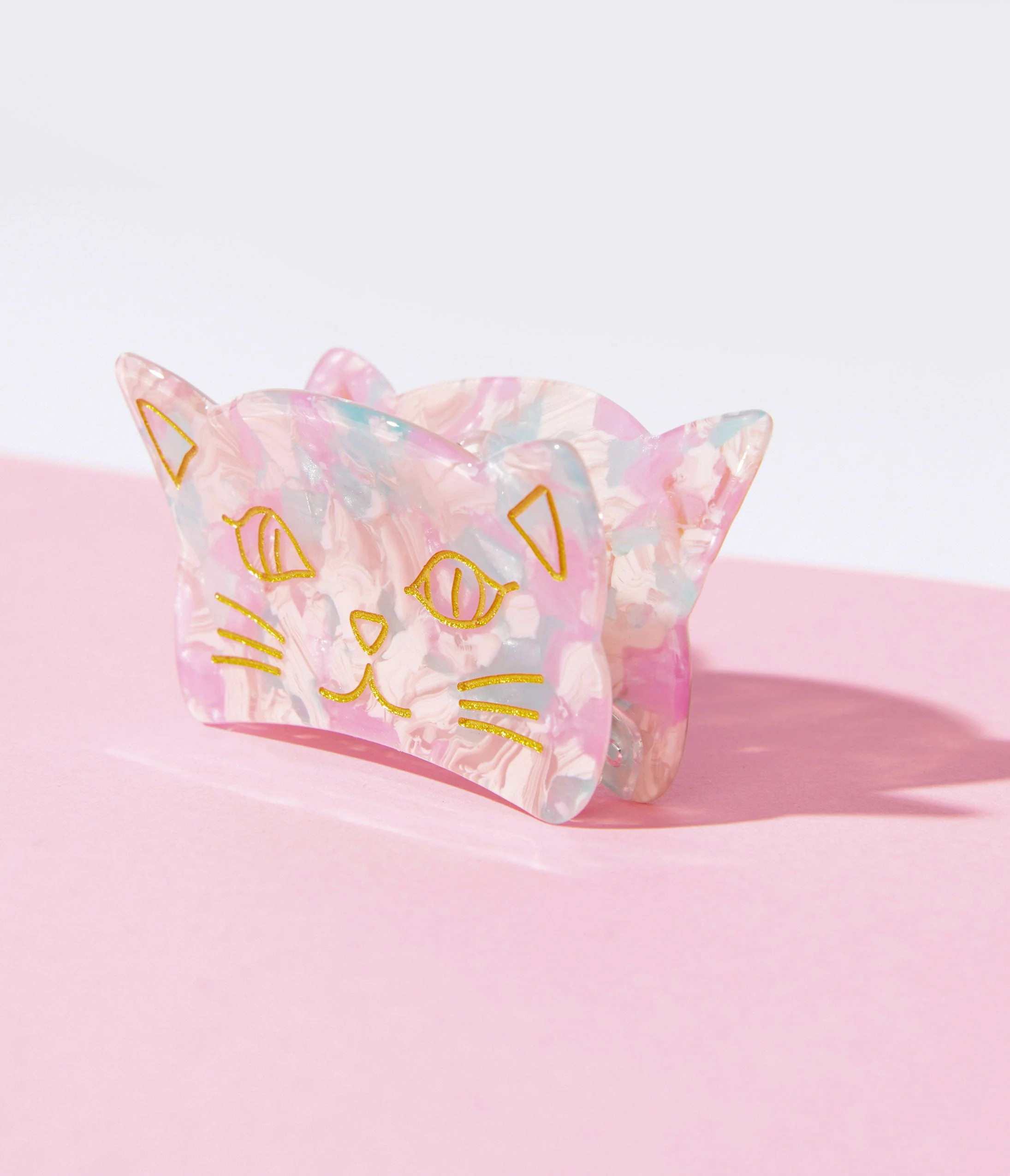 Pastel Marble & Gold Cat Hair Claw | UniqueVintage