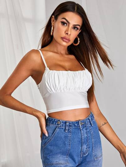 Ruched Bust Wideband Cami Top | SHEIN
