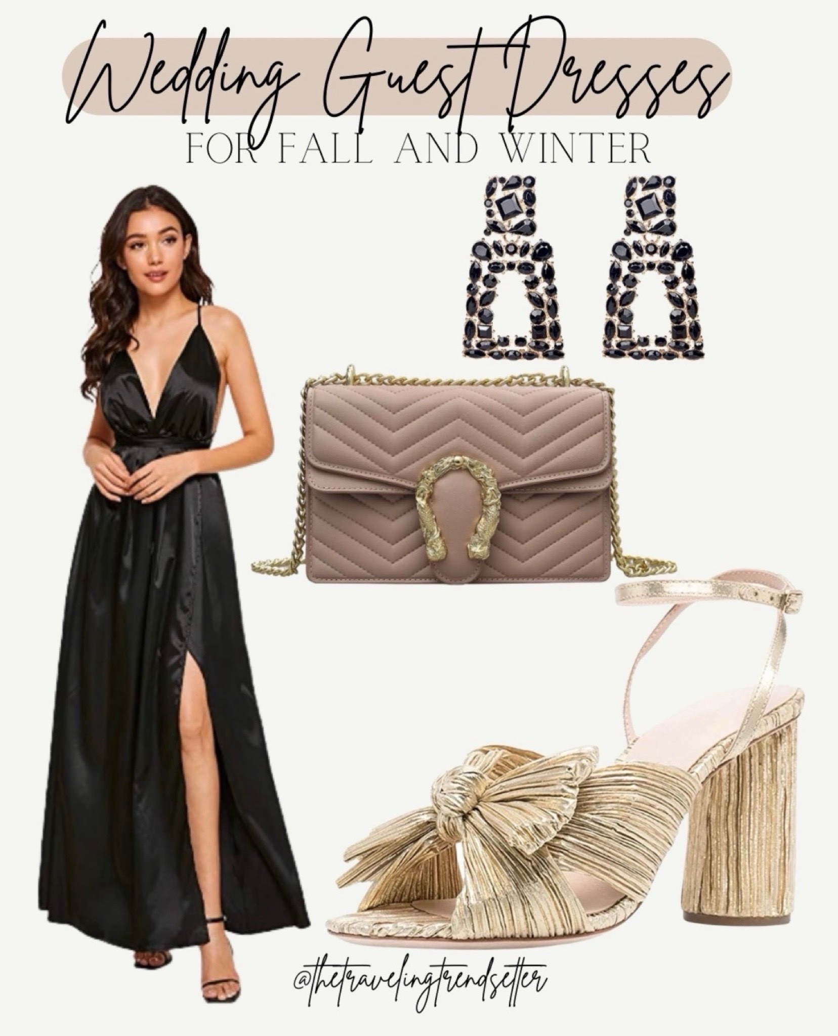 Wedding guest dress / fall and winter black formal maxi full length gown from Amazon / budget friendly - heels purse - NYE holiday dress party 

#LTKStyleTip #LTKFindsUnder100 #LTKParties