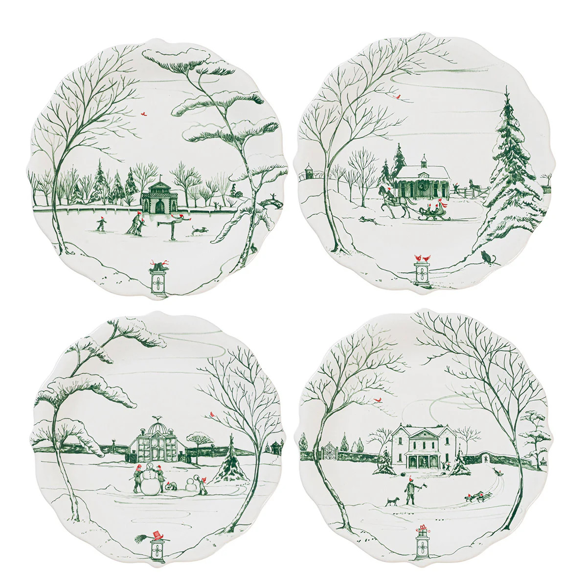 Country Estate Winter Frolic Party Plate Assorted, Set of 4 - Evergree | Caitlin Wilson Design