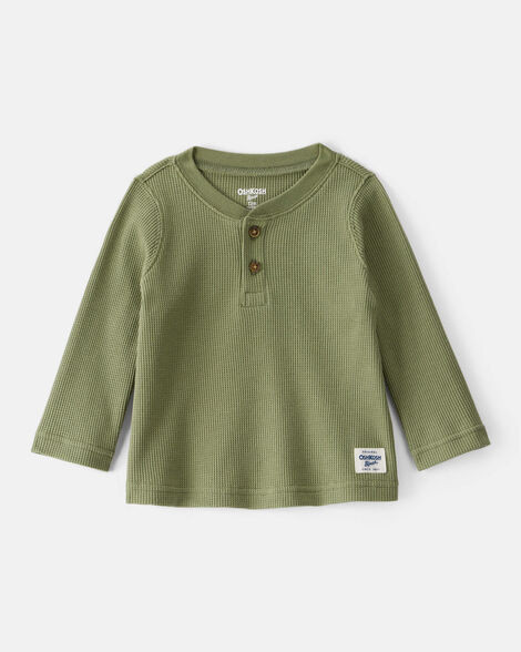 Baby Boy Long-Sleeve Henley T-Shirt - Green | Carter's Inc