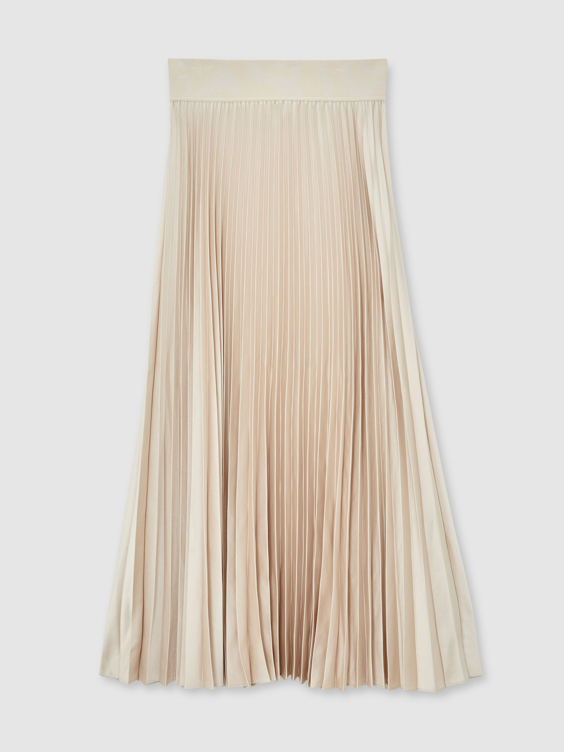 Reiss Pleated Midi Skirt in Champagne Neutral | REISS | Reiss US