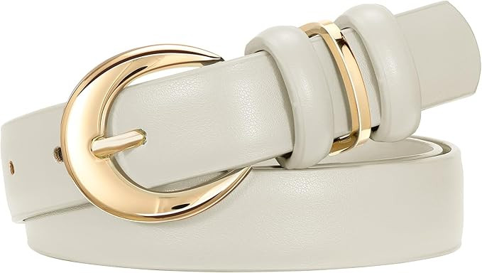 SUOSDEY Women Leather Belt for Jeans Pants Fashion Ladies Skinny Dress Waist Belt with Gold Buckl... | Amazon (US)