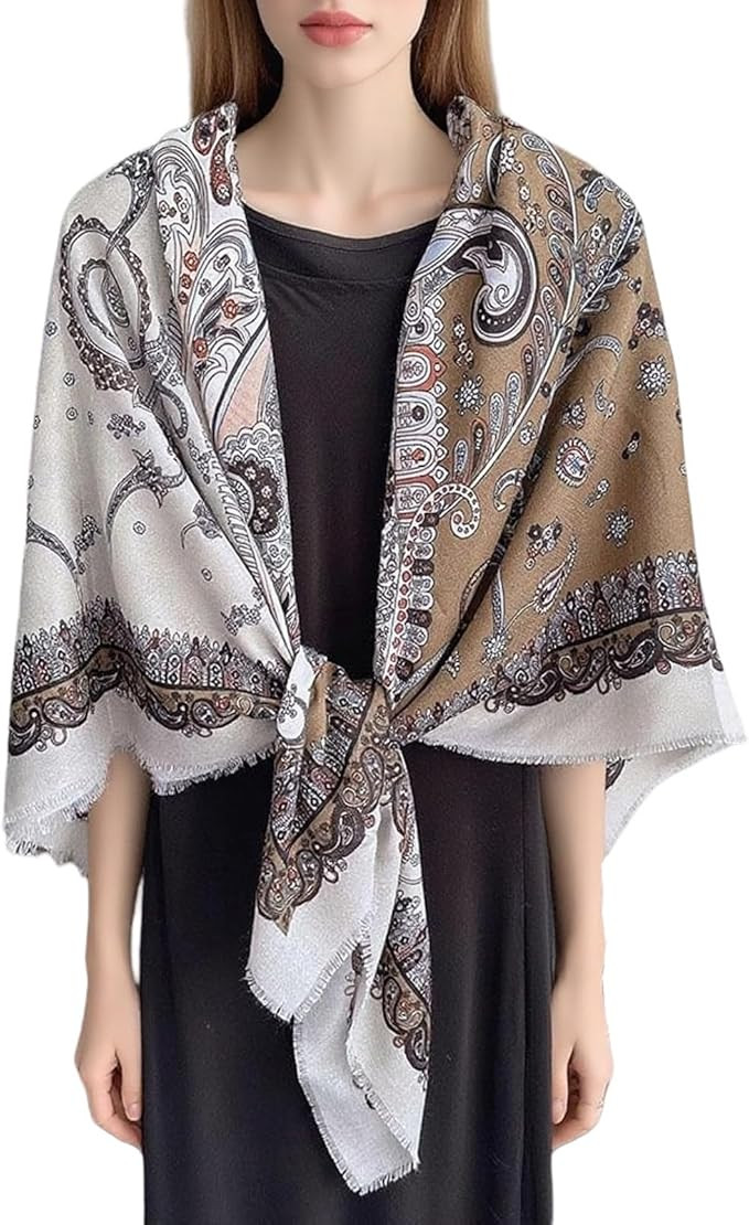 K-Elewon Large Square Scarf 51" Cotton and Linen Hand feel Scarf Fashion Scarves Hair Wrapping Sc... | Amazon (US)