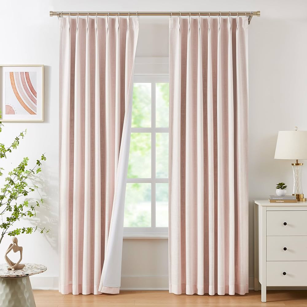 WEST LAKE Pink Bailey Pinch Pleated Window Curtain Panels with Full Blackout Liner 84 Inches Long... | Amazon (US)