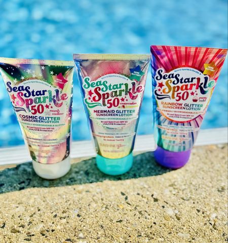 My daughter’s favorite sunscreen from @officialsunshineglitter ! ✨ What girl doesn’t love to sparkle in the sun?! 

This is a eco-friendly biodegradable glitter sparkle sunscreen (made in the USA) and it is a must for our beach bag. They’re SPF 50 and smell absolutely amazing, with scents like watermelon lemonade 🍉 🍋, party cake 🧁, and marshmallow ☁️! 

Go get your sparkle on and grab yours today! ☀️  #ltkfindsunder50 #ltkbeauty #ltkkids #sparkle #sunshineglitter 

#LTKKids #LTKFindsUnder50 #LTKSwim