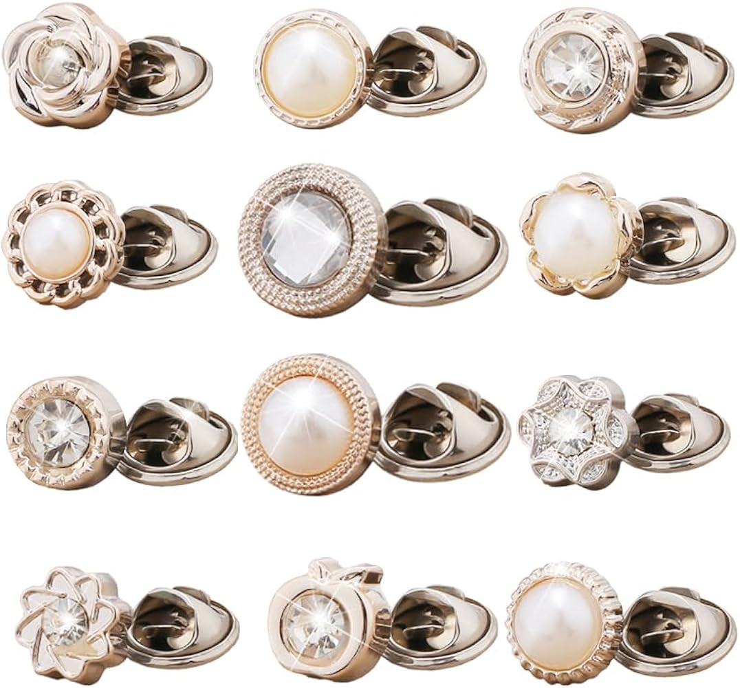 12 Pcs Cover Up Brooch Pins, Clysburtuony Women Shirt Safety Brooch Buttons Blouse Pins Modesty P... | Amazon (UK)