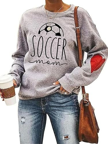Women Football Soccer Mom Sweatshirt Game Day Sweatshirts Sports Mom Heart Print Long Sleeve Mama... | Amazon (US)