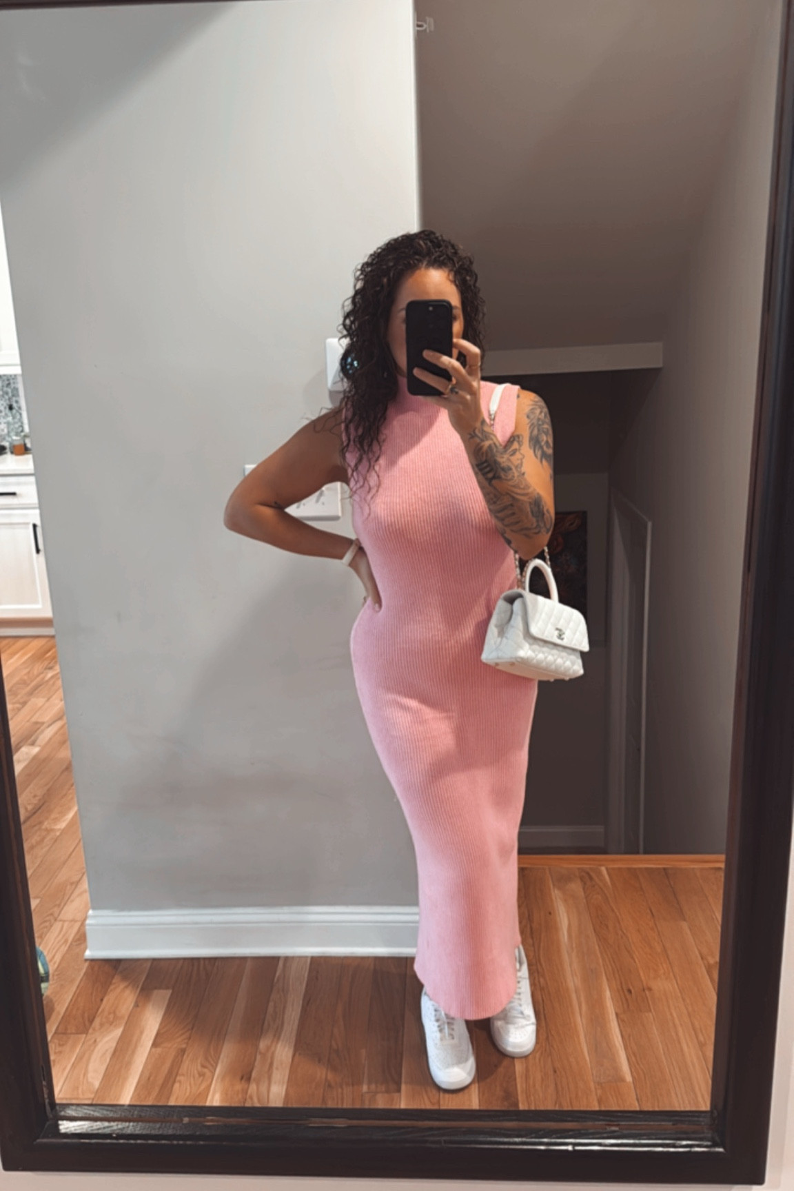 Pretty in pink ✨ This knit dress is the perfect mix of comfy & chic! Styled with classic white sneakers and a mini bag for an effortless look.
 #EffortlessChic #WardrobeGoals

#LTKFindsUnder50 #LTKU #LTKParties