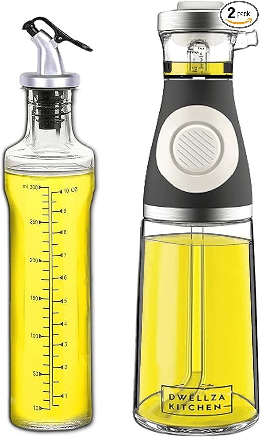 Glass Oil and Vinegar Dispenser Set – 17 Oz Measuring Olive Oil Dispenser Bottle for Kitchen, W... | Amazon (US)