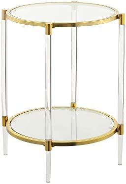 Convenience Concepts Royal Crest Acrylic Glass End Table, Clear/Gold | Amazon (US)