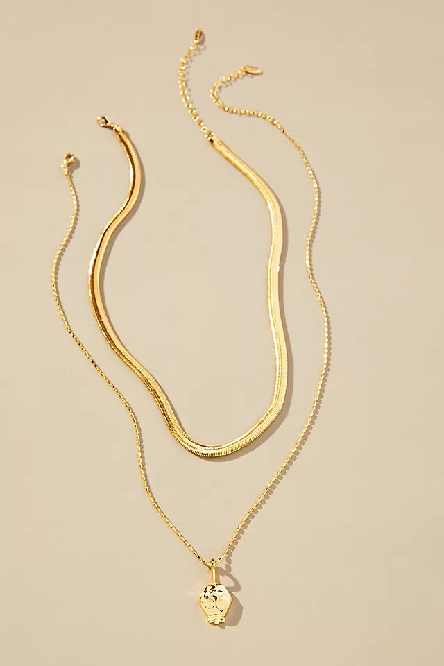 Layered Herringbone Pendant Necklace | Anthropologie (US)