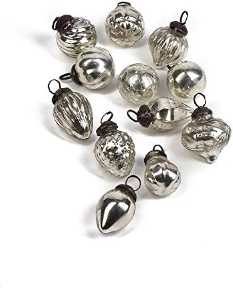 Serene Spaces Living Set of 12 Mini Silver Mercury Glass Ornaments for Holiday Décor, Measures 1... | Amazon (US)
