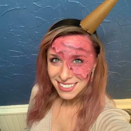My other costume was melted ice cream! I made the cone out of paper and attached to a headband with string. The makeup is all eyeshadow and eyeliner! I used what I had at home, but 10/10 recommend the Tresluce gel liners because they pop so well!

#LTKunder50 #LTKbeauty #LTKHoliday
