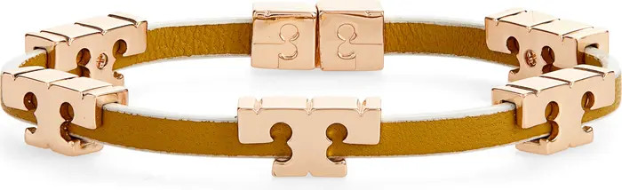 Tory Burch Serif-T Croc-Embossed Leather Single Wrap Bracelet | Nordstrom | Nordstrom