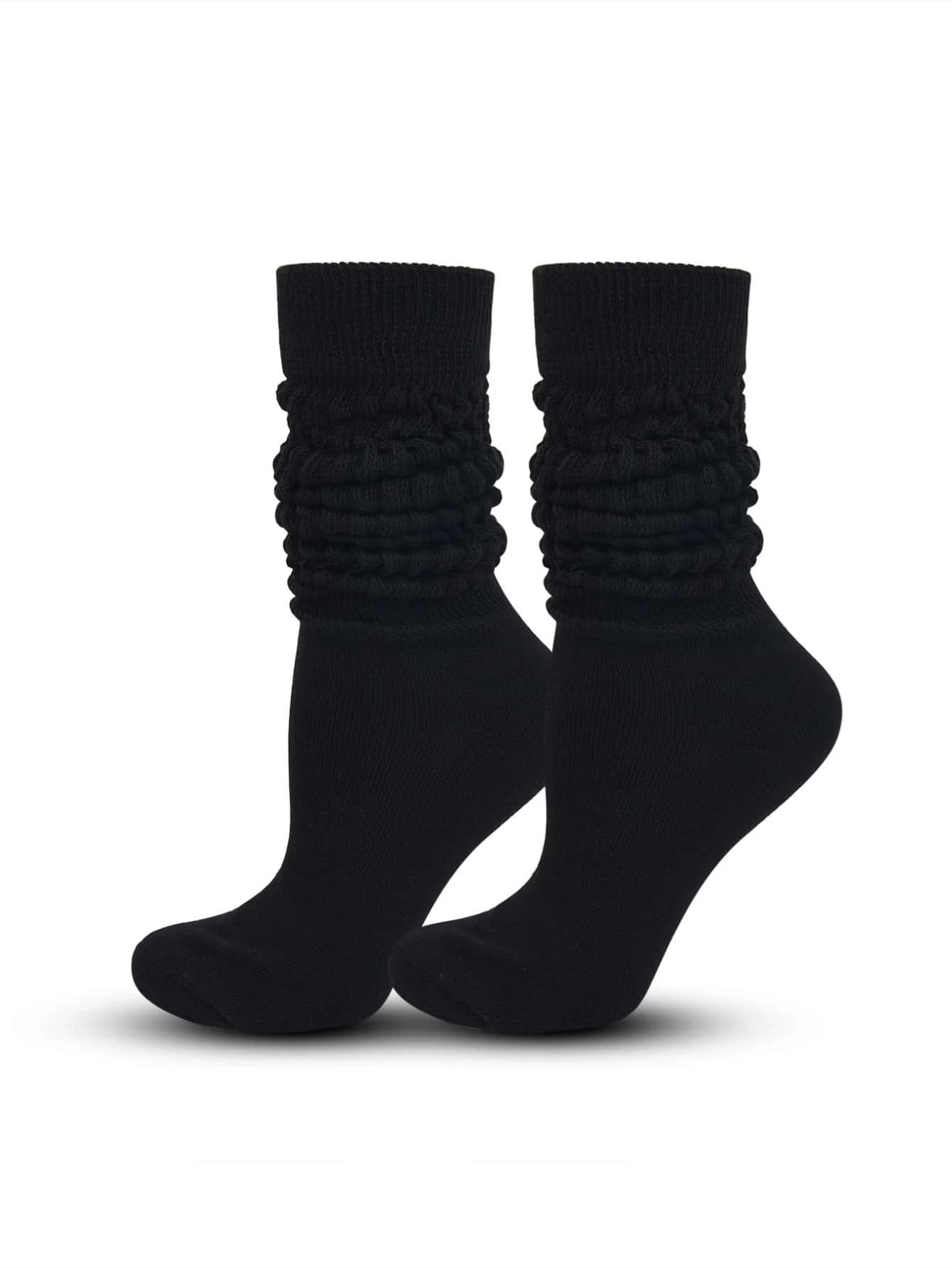 1pair Solid Over The Calf Slouch Socks | SHEIN