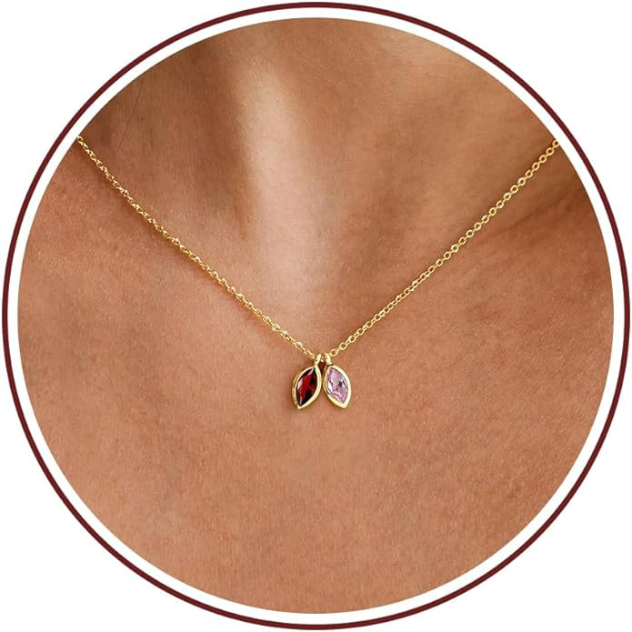 Christmas Gifts for Women, Stocking Stuffers Birthstone Necklace for Women Dainty Gold Necklace w... | Amazon (US)