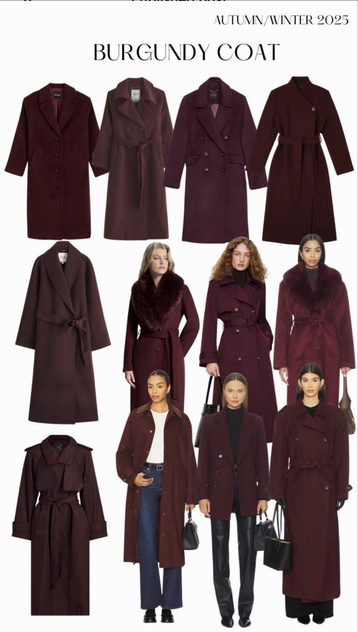 Fall/winter 2026-2026 trends: Burgundy Coat.
Shop winter coats, trench coats, long and short burgundy coats 

#coat #winter #fall #trends #burgundy #trenchcoat #coats #fur #furcollar #short #trench #long 

#LTKSeasonal #LTKCyberWeek #LTKWorkwear