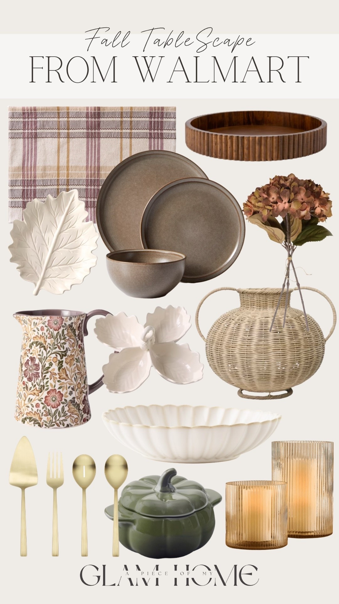 Walmart fall tablescape, Walmart fall decor, Walmart table decor, Walmart home finds, Walmart fall finds, fall tablescape, fall table setting, autumn tablescape, fall table decor, Thanksgiving tablescape, Thanksgiving table decor, cozy fall table, elegant fall tablescape, neutral fall tablescape, warm autumn decor, classic fall table, affordable fall decor, budget friendly fall decor, fall entertaining, fall hosting, fall dinner table, fall centerpiece, fall dining room, seasonal table decor, autumn table setting, fall centerpiece ideas, Walmart home decor, Walmart finds, fall decorating ideas, cozy home decor, fall 2026 decor