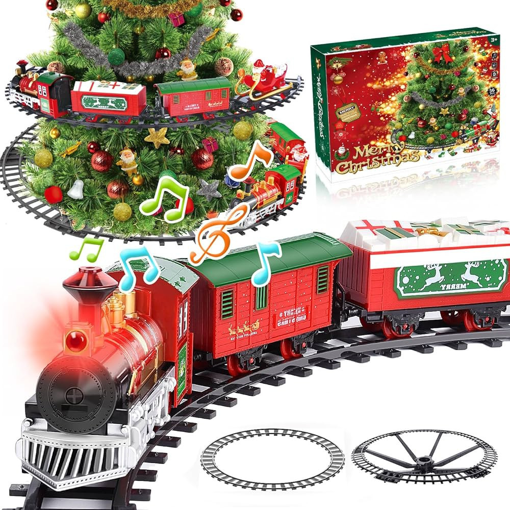 Neragron Christmas Tree Train Set, Electric Train Toys with Light &Sounds, Christmas Toy Train Gi... | Amazon (US)