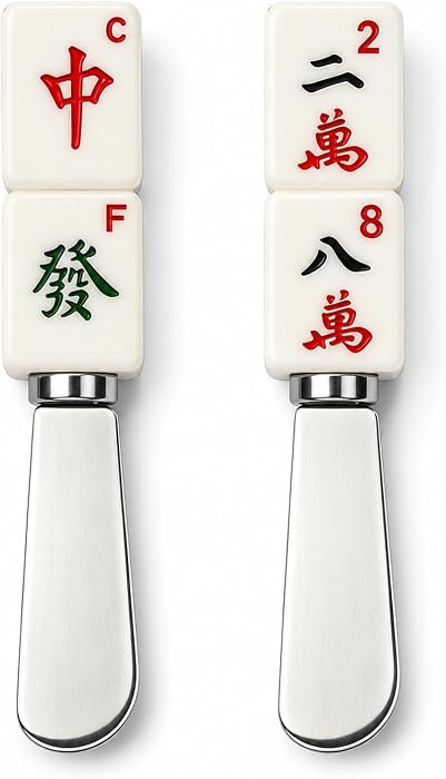Mahjong Honor Tile Cheese Spreaders, Ceramic Handles with Stainless Steel Blades for Spreading Cr... | Amazon (US)