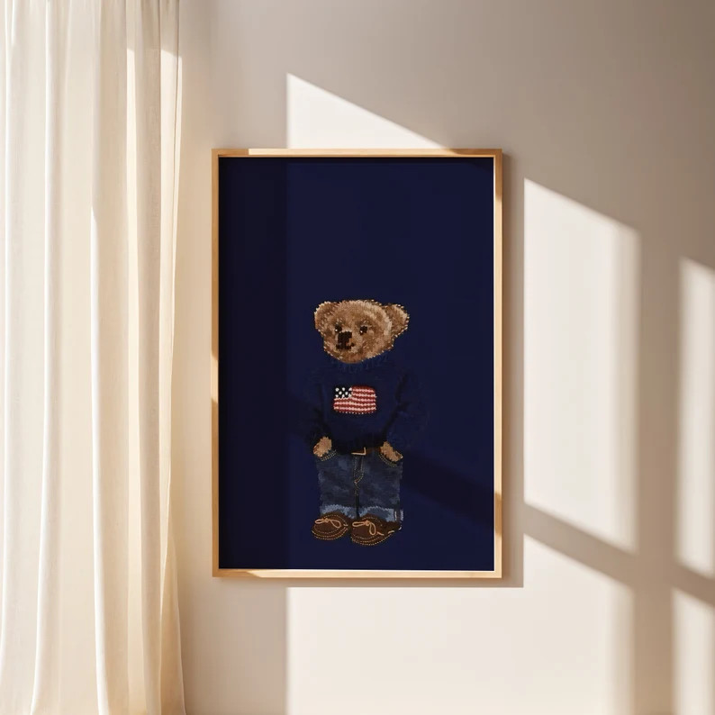 Polo Bear Wall Art Poster, Fashion Magazine Poster, Vintage Fashion Magazine Poster, Printable Po... | Etsy (US)