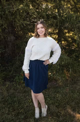 MW Knee Length Corduroy Skirt in Navy | Merrick White