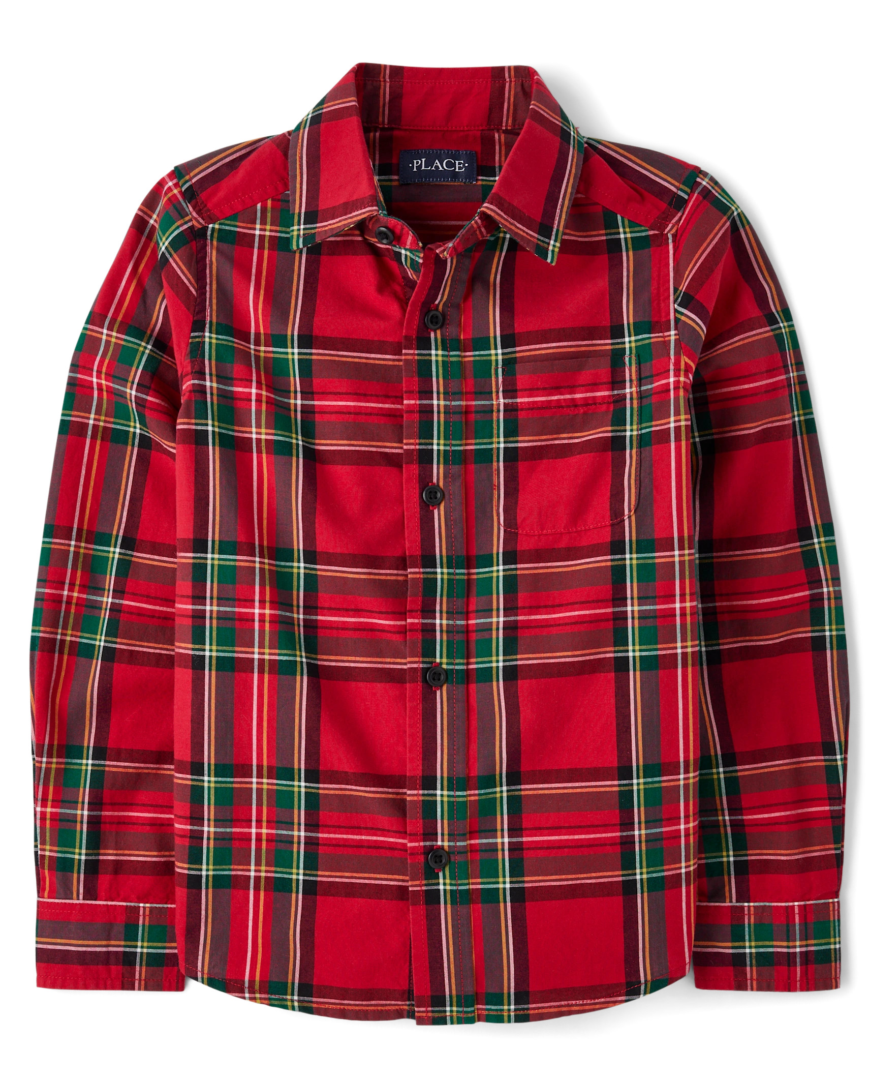 Boys Dad And Me Print Poplin Button Up Shirt - classicred | The Children's Place