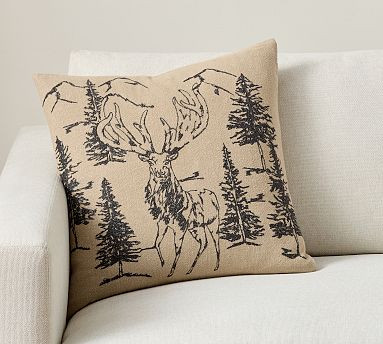 Conell Rustic Forest Embroidered Pillow | Pottery Barn (US)