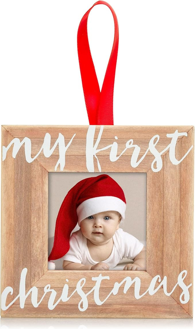Pearhead Baby’s First Christmas Wooden Picture Frame Ornament, Newborn Milestone Keepsake Photo... | Amazon (US)