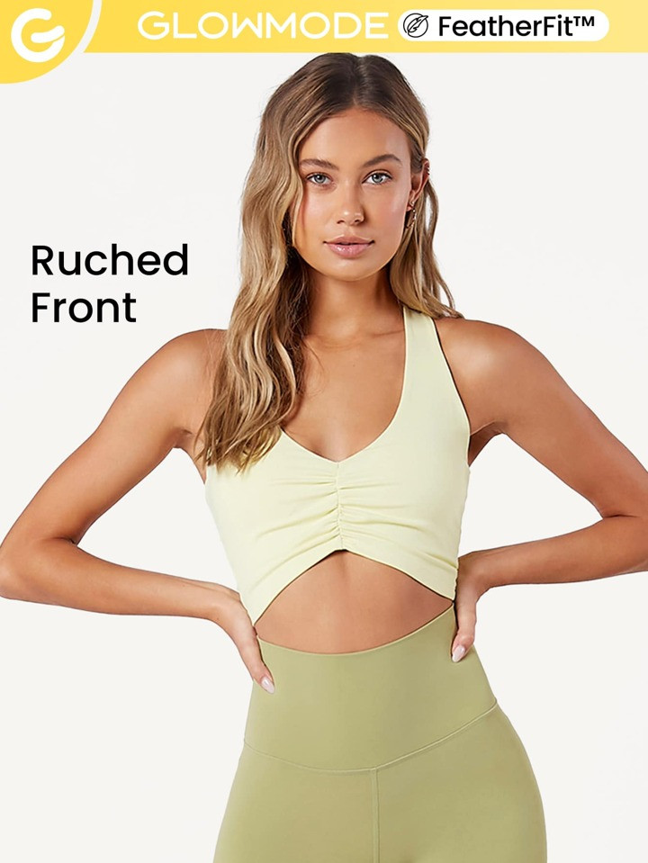 GLOWMODE FeatherFit™ Ruched Racerback Sports Bra | SHEIN