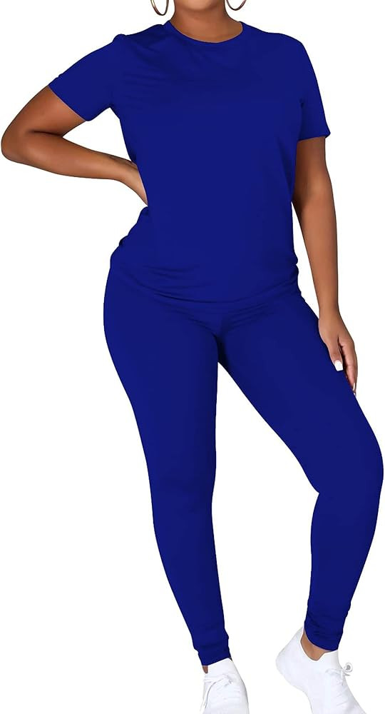 TOPONSKY Women Two Piece Workout Outfits Sports Long-Pants & Short-Top Sets | Amazon (US)