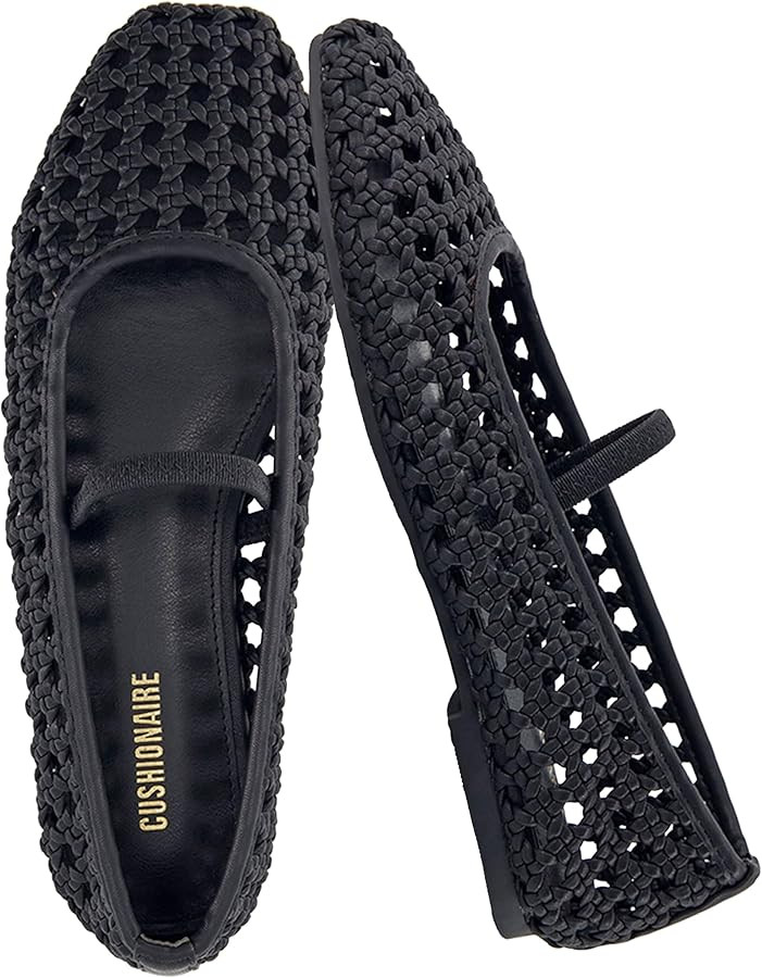 CUSHIONAIRE Weavy Squared Toe Woven Ballet Flats Shoes for Women with Memory Foam | Comfortable M... | Amazon (US)