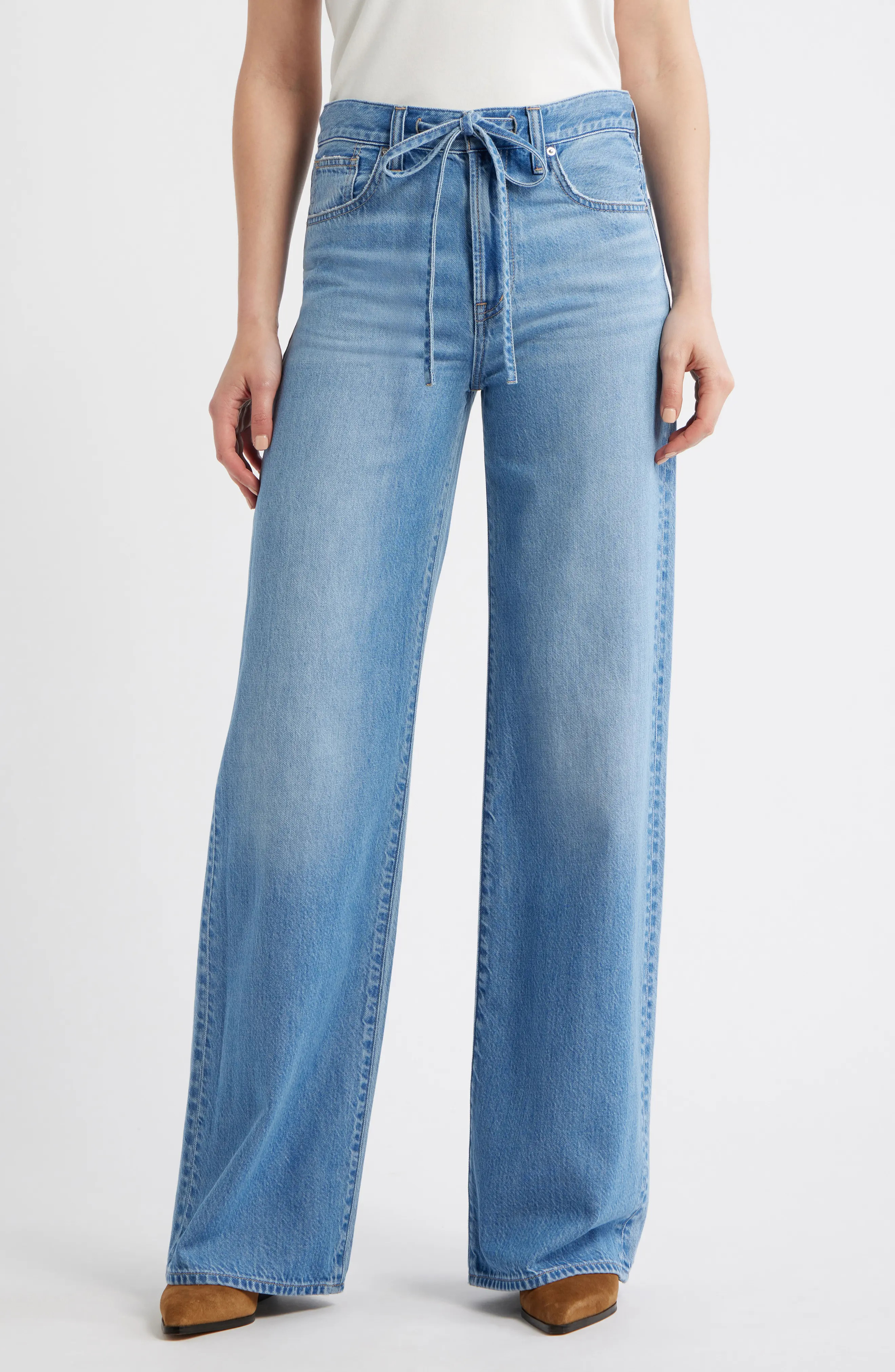 Airy Denim Drawstring Ultimate Wide Leg Jeans (Women) | Nordstrom | Nordstrom