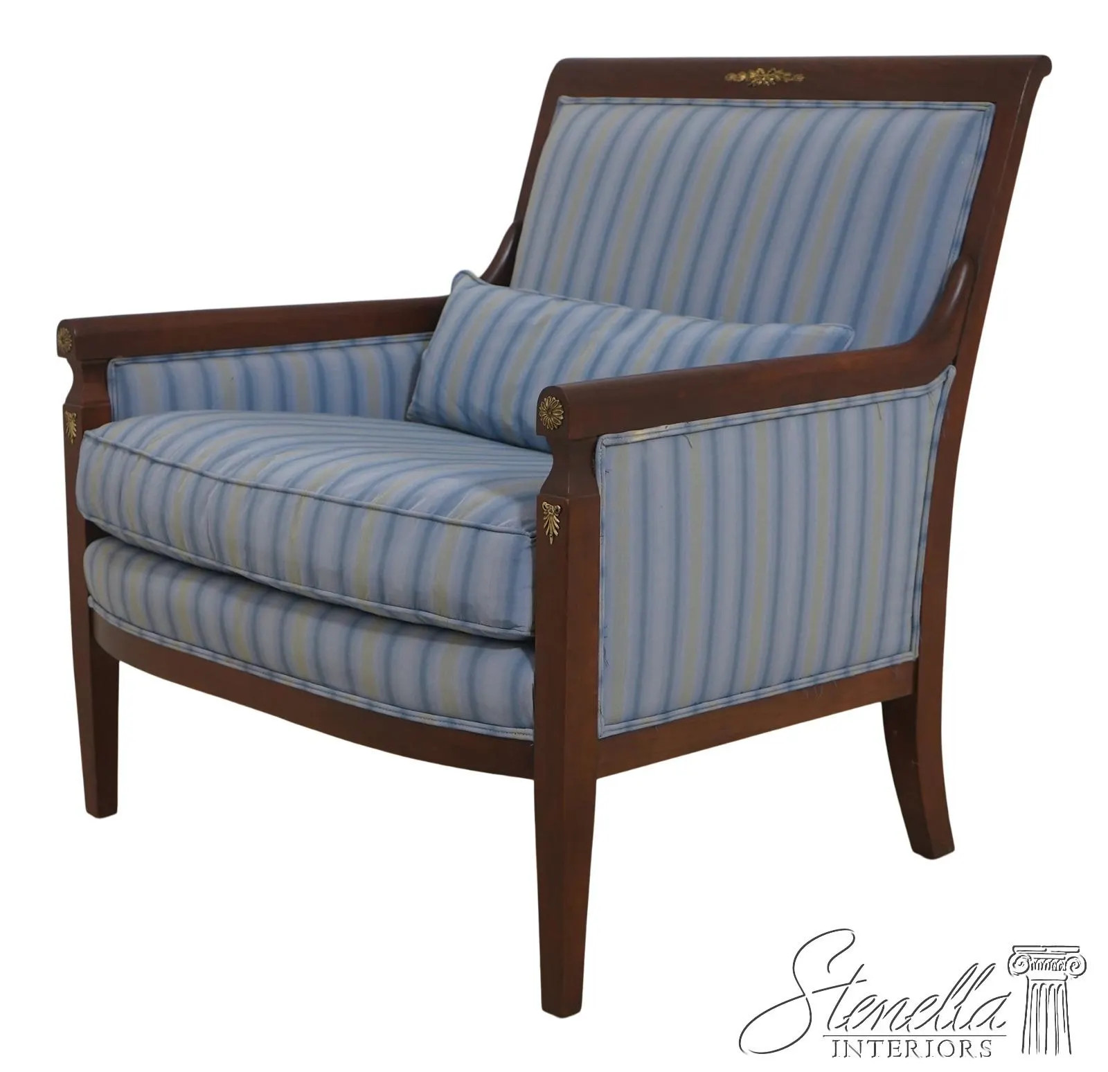 71534: BAKER French Empire Style Blue Upholstered Bergère Chair | Etsy (Global)