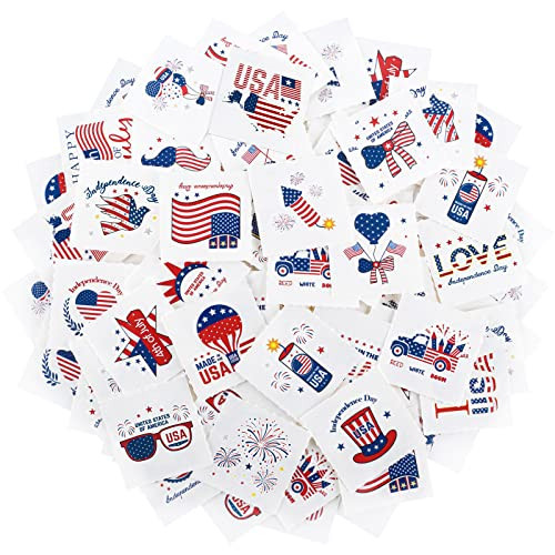 ADXCO 144 Pieces 4th of July Temporary Tattoos Stickers 6 Sheets Independence Day Temporary Tattoo American Flag Red White and Blue Tattoos Patriotic Party Favors Supplies USA Party Decorations | Amazon (US)
