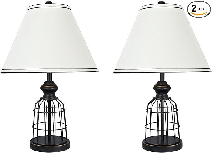 Aspen Creative 40140-02 22" High Traditional Metal Wire Table Lamp, Matte Black | Amazon (US)