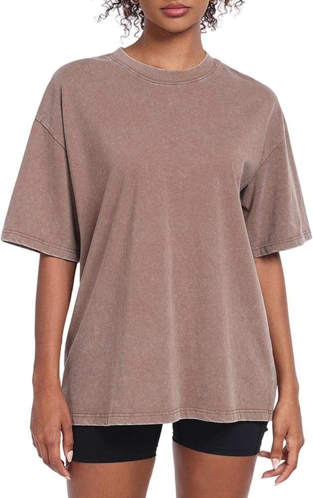 Womens Washed Vintage Oversized T-Shirt Baggy Workout Tops Short Sleeve Cotton Tshirts Streetwear... | Amazon (US)