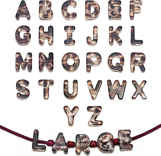 Leovqn 26Pcs Chunky Letter Beads Large Hole Acrylic Bubble Alphabet Beads | Full A-Z Set, 6mm Hor... | Amazon (US)