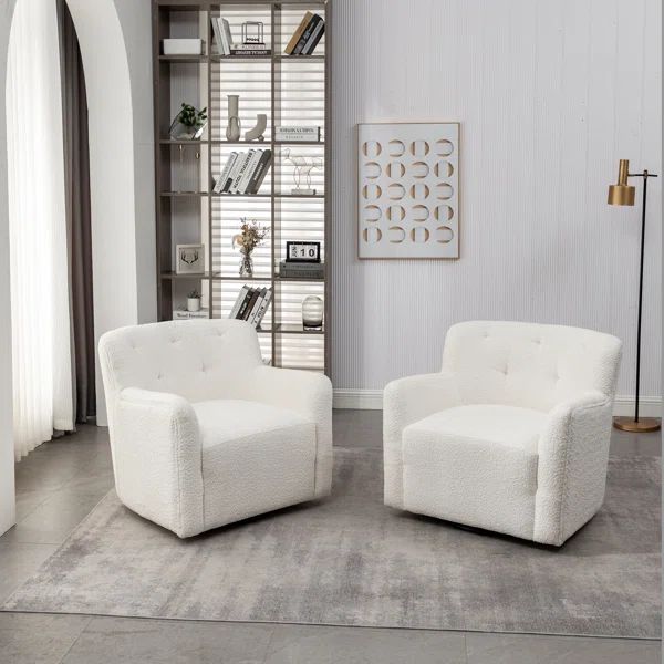 Bronder 32.5" Wide Chenille Upholstered Swivel Accent Armchair (Set of 2) | Wayfair North America