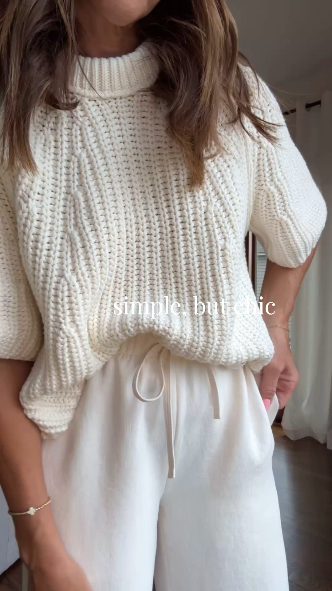 Simple but chic today for Easter. LOVE the texture and fit of this sweater. 3 colors. Size small here. 
Best wide leg pants. Size small regular. 
Clear flats tts 
10mm earrings 

#LTKSeasonal #LTKmomlife #LTKootd