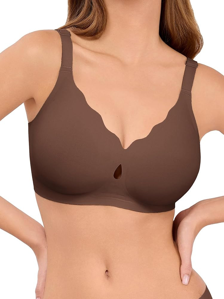 LUCKMEEY Bras for Women No Underwire Wave Push Up Wireless Bra Seamless Bras Full Coverage Bralet... | Amazon (US)