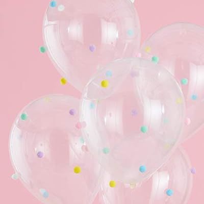 Ginger Ray Pastel Pom Balloons Party Decorations - 5 Pack - Pastel Party, PS-553 | Amazon (US)