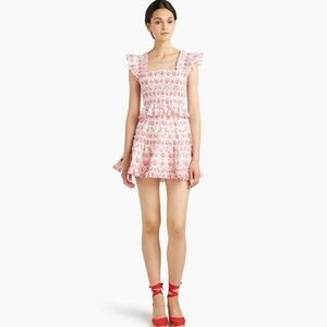 Hill House Paz Linen Mini Skirt Set Smocked Mermaid, Shells & Cherry Print | Poshmark