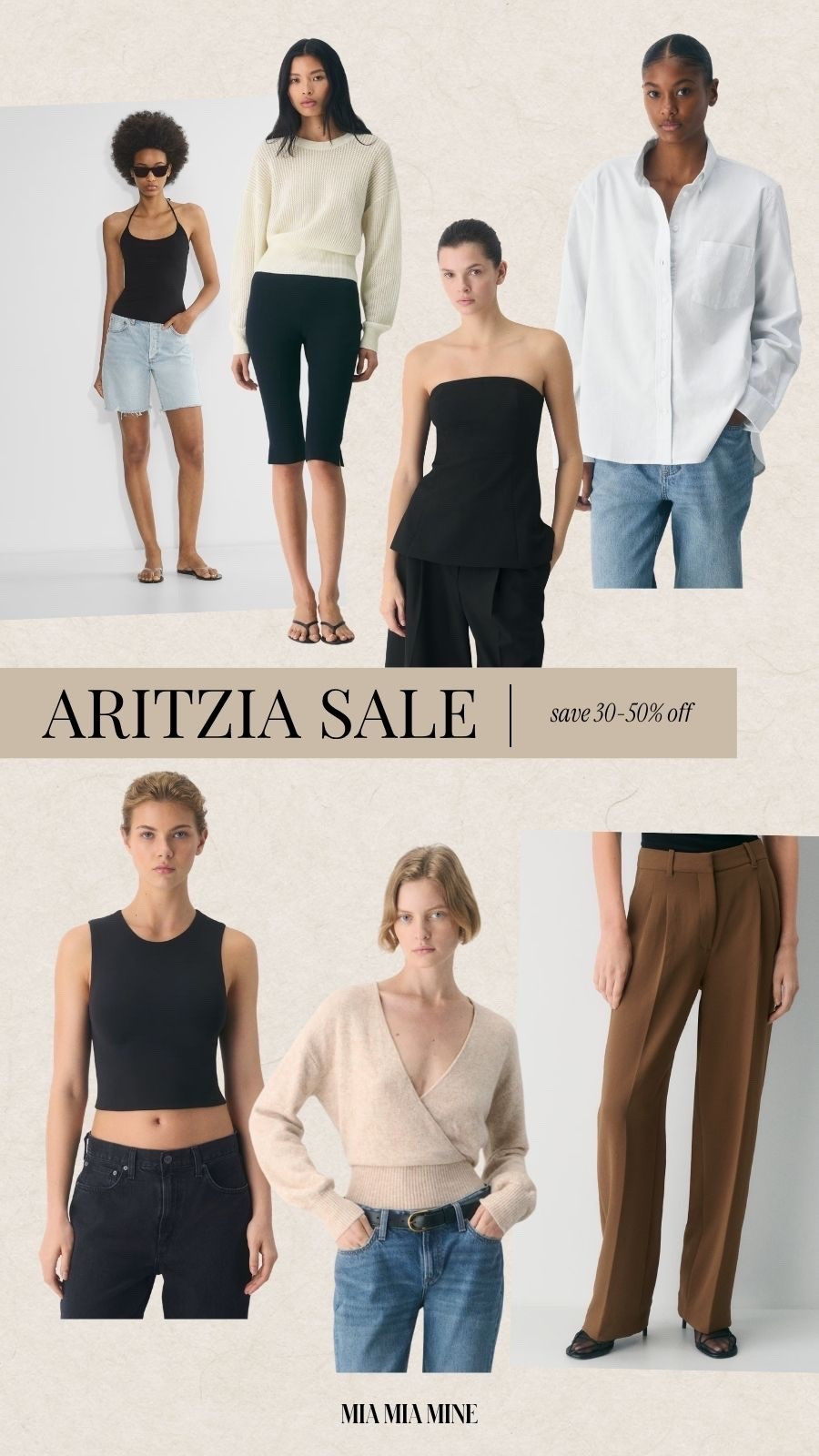 Aritzia spring sale happening now - save 30-50% off summer basics, including the wide leg trousers, staple tank tops and workwear

#LTKOver40 #LTKWorkwear #LTKSaleAlert