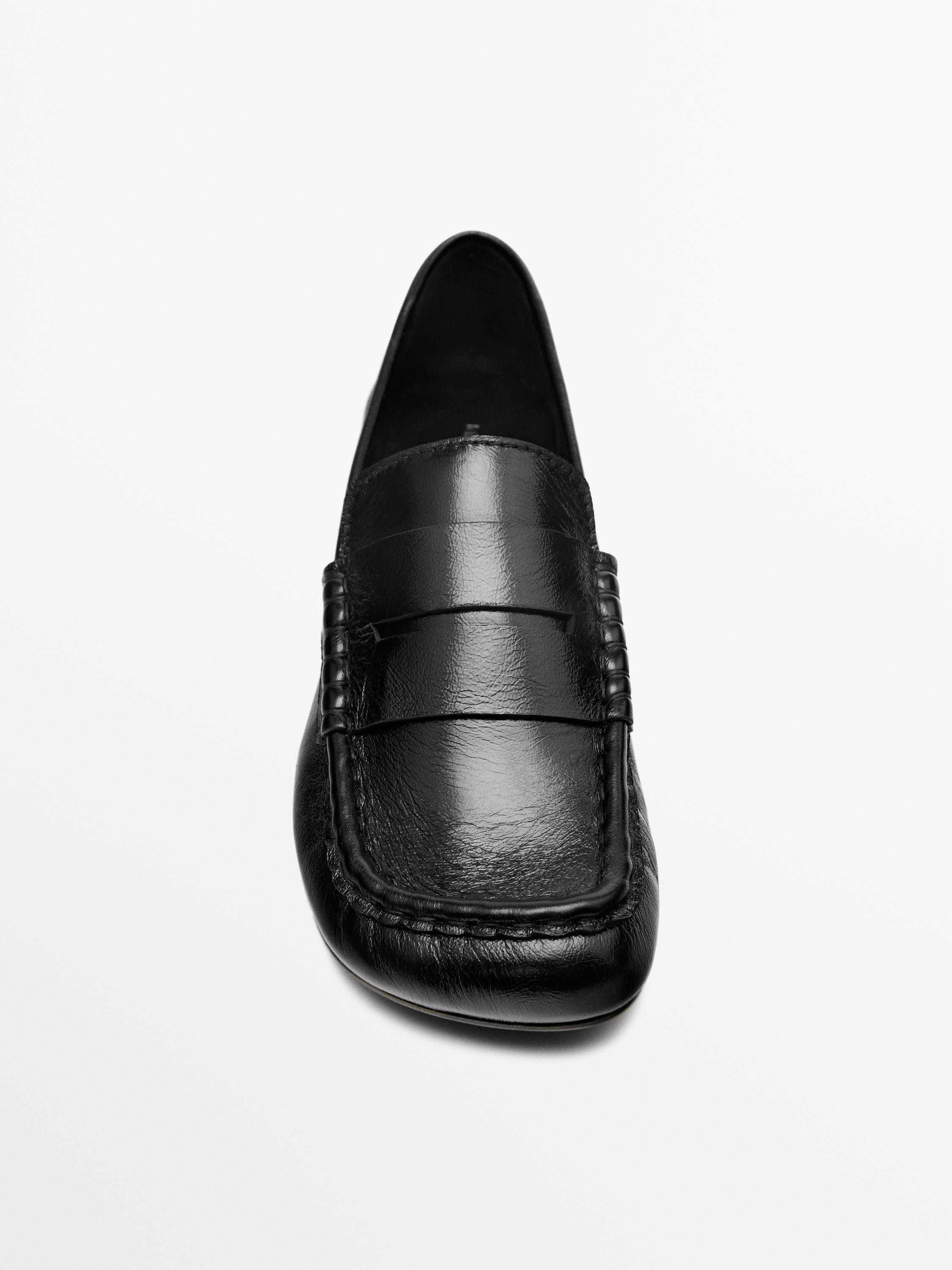 Leather loafers with penny strap | Massimo Dutti US