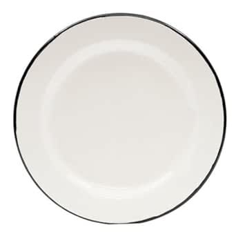 Tablecraft Enamelware Collection Black Rim Solid White Enamel Dinner Plate, Dinnerware for Campin... | Amazon (US)