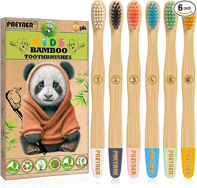 𝐍𝐞𝐰 Bamboo Kids Toothbrushes - Extra Soft Toothbrush for Kids - Natural Toothbrush Set D... | Amazon (US)