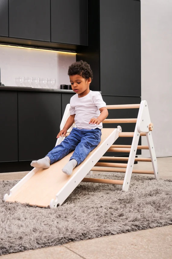 Foldable triangle and ramp Wood play gym Triangle with ramp Toddler furniture Wooden climber Mont... | Etsy (US)